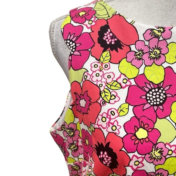 Pappagallo sleeveless sheath dress bold floral print scalloped hems lined sz 12 - Picture 6 of 12